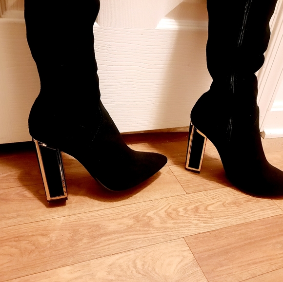 SOLD Bamboo Over The Knee Boots, Gold Lined Heel - Picture 4 of 16